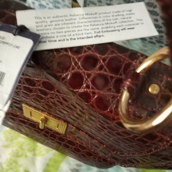 Rebecca Minkoff Leather Covert Convertible Satchel Shiny Brown Color NWT $425 - Picture 10 of 15